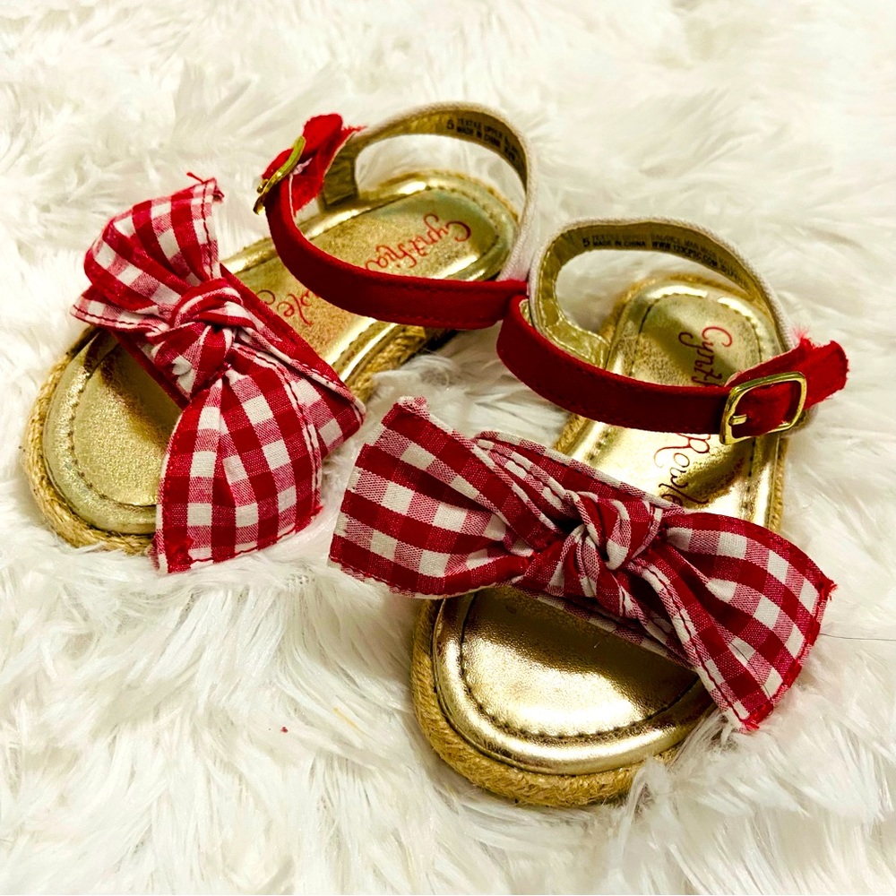 Cynthia Rowley red white gingham espadrilles sandals size 5 toddler baby
